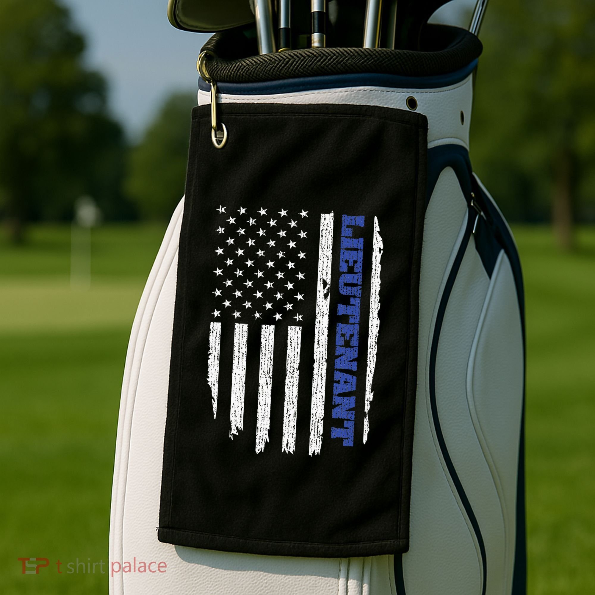 Police Lieutenant American Flag Usa Thin Blue Golf Towel