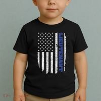 Police Lieutenant American Flag Usa Thin Blue Toddler T-Shirt thumb 2