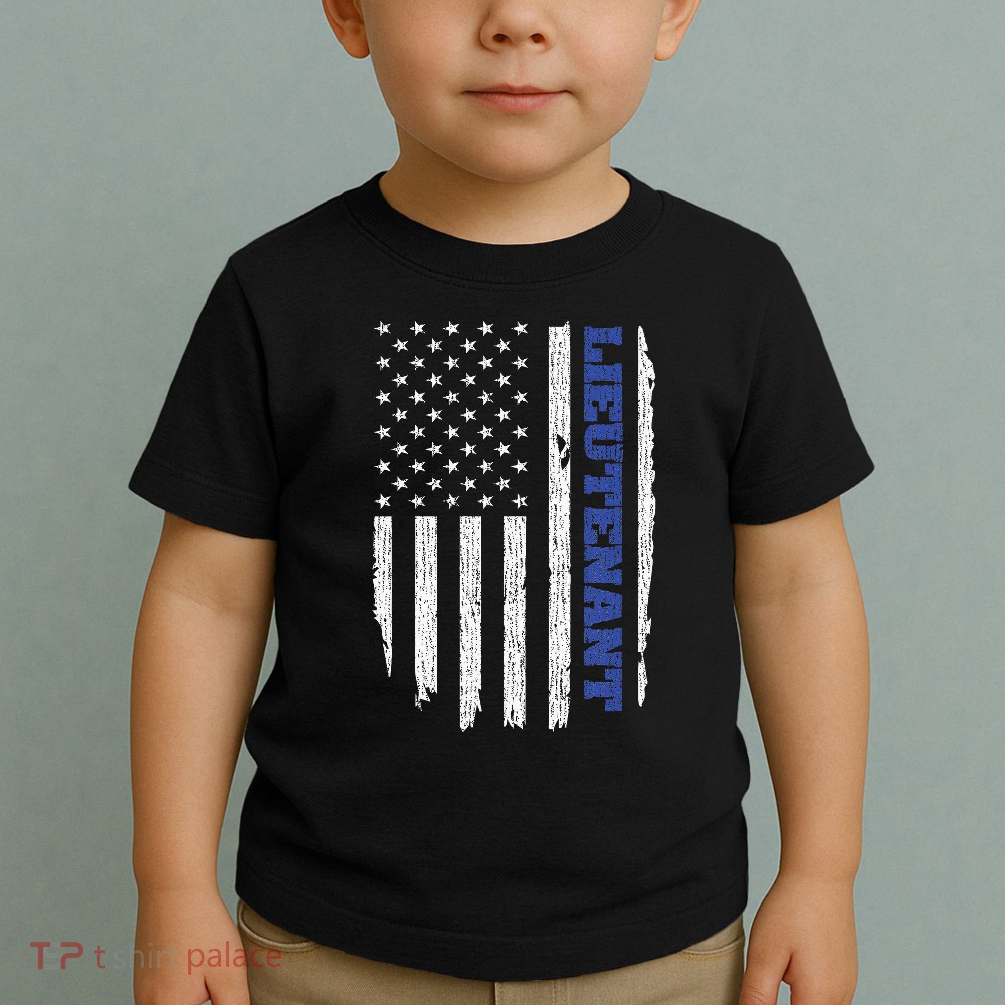 Police Lieutenant American Flag Usa Thin Blue Toddler T-Shirt