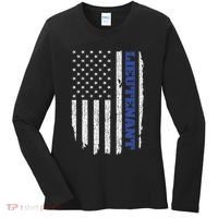 Police Lieutenant American Flag Usa Thin Blue Women's Long Sleeve Shirt thumb 0
