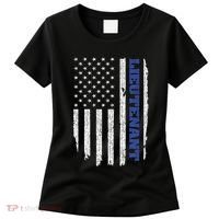 Police Lieutenant American Flag Usa Thin Blue Women's T-Shirt thumb 0