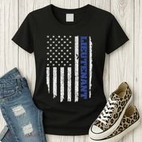Police Lieutenant American Flag Usa Thin Blue Women's T-Shirt thumb 3