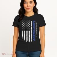 Police Lieutenant American Flag Usa Thin Blue Women's T-Shirt thumb 4