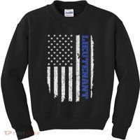 Police Lieutenant American Flag Usa Thin Blue Kids Sweatshirt thumb 0