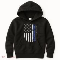 Police Lieutenant American Flag Usa Thin Blue Kids Hoodie thumb 0