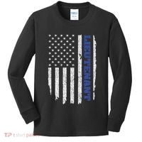 Police Lieutenant American Flag Usa Thin Blue Kids Long Sleeve Shirt thumb 0