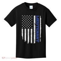 Police Lieutenant American Flag Usa Thin Blue Kids T-Shirt thumb 0
