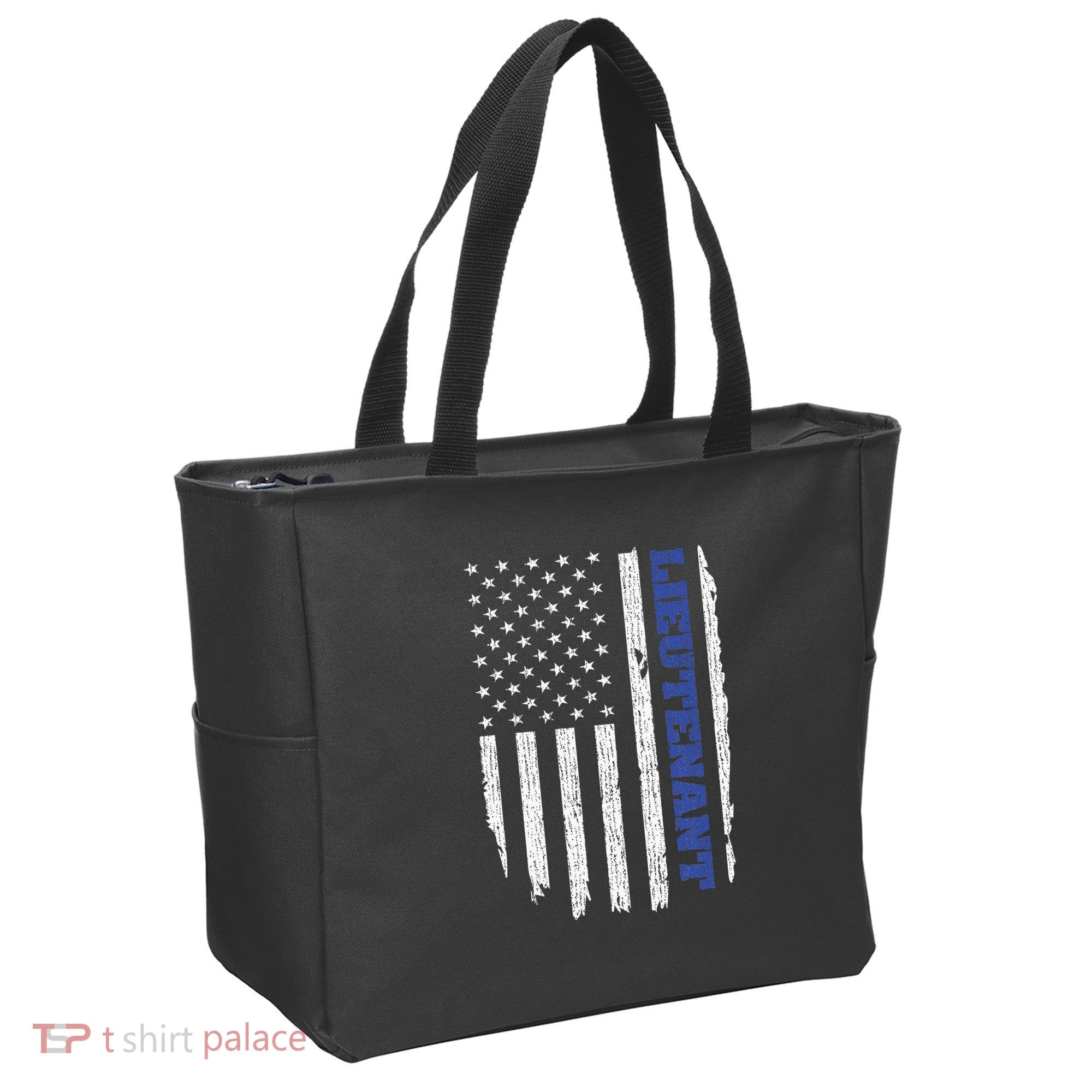 Police Lieutenant American Flag Usa Thin Blue Tote Bag