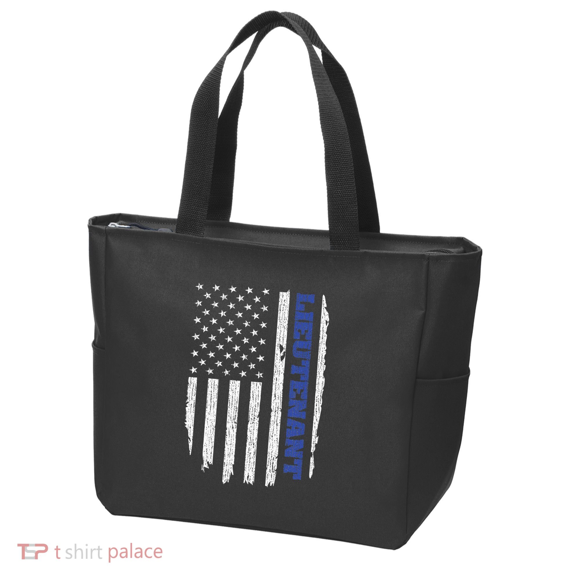 Police Lieutenant American Flag Usa Thin Blue Tote Bag
