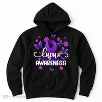 Purple Lupus Awareness Ribbon Purple Butterflies Lupus Hoodie thumb 0