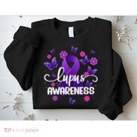 Purple Lupus Awareness Ribbon Purple Butterflies Lupus Sweatshirt thumb 2