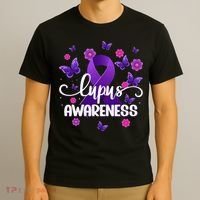 Purple Lupus Awareness Ribbon Purple Butterflies Lupus T-Shirt thumb 3