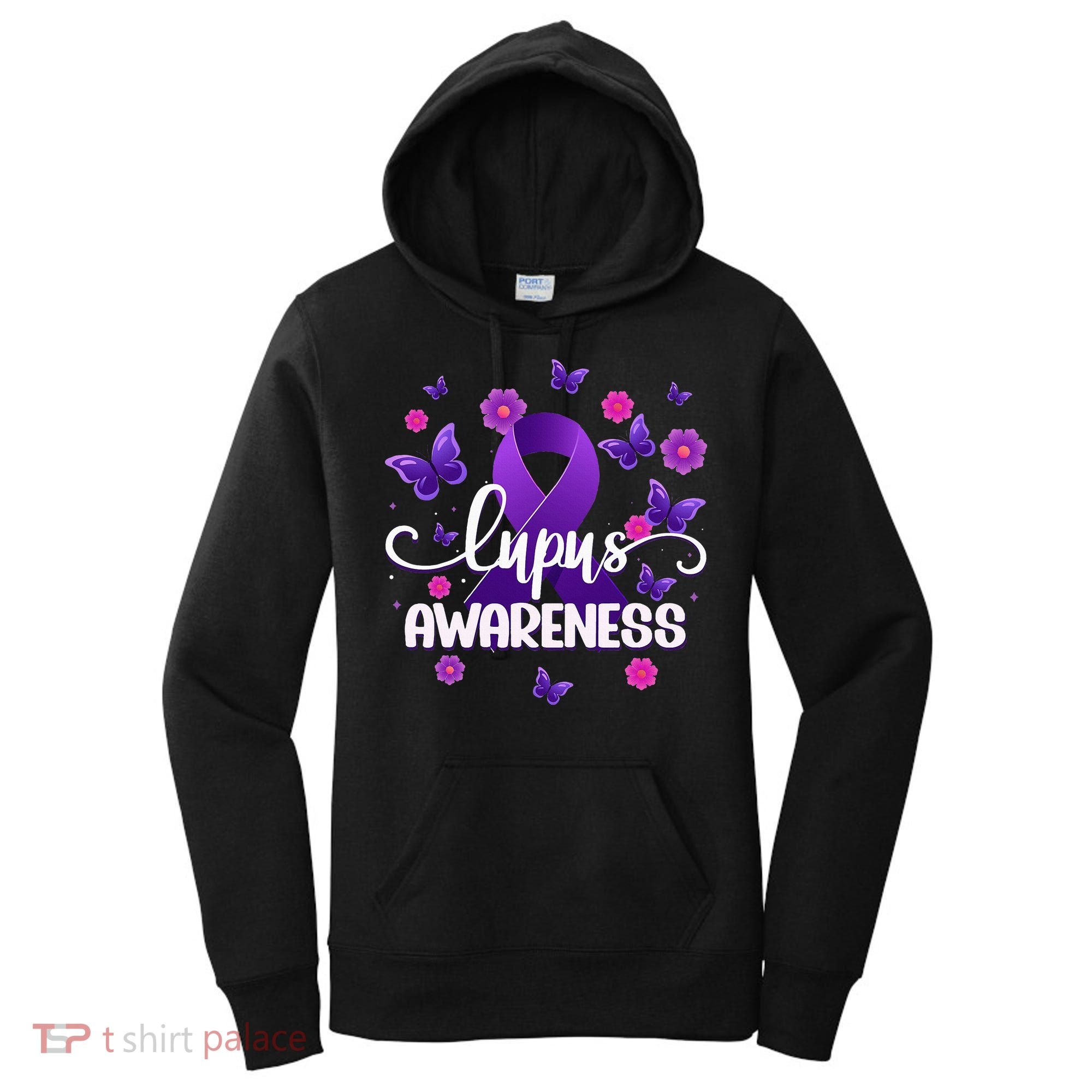 Purple Lupus Awareness Ribbon Purple Butterflies Lupus Women's Hoodie