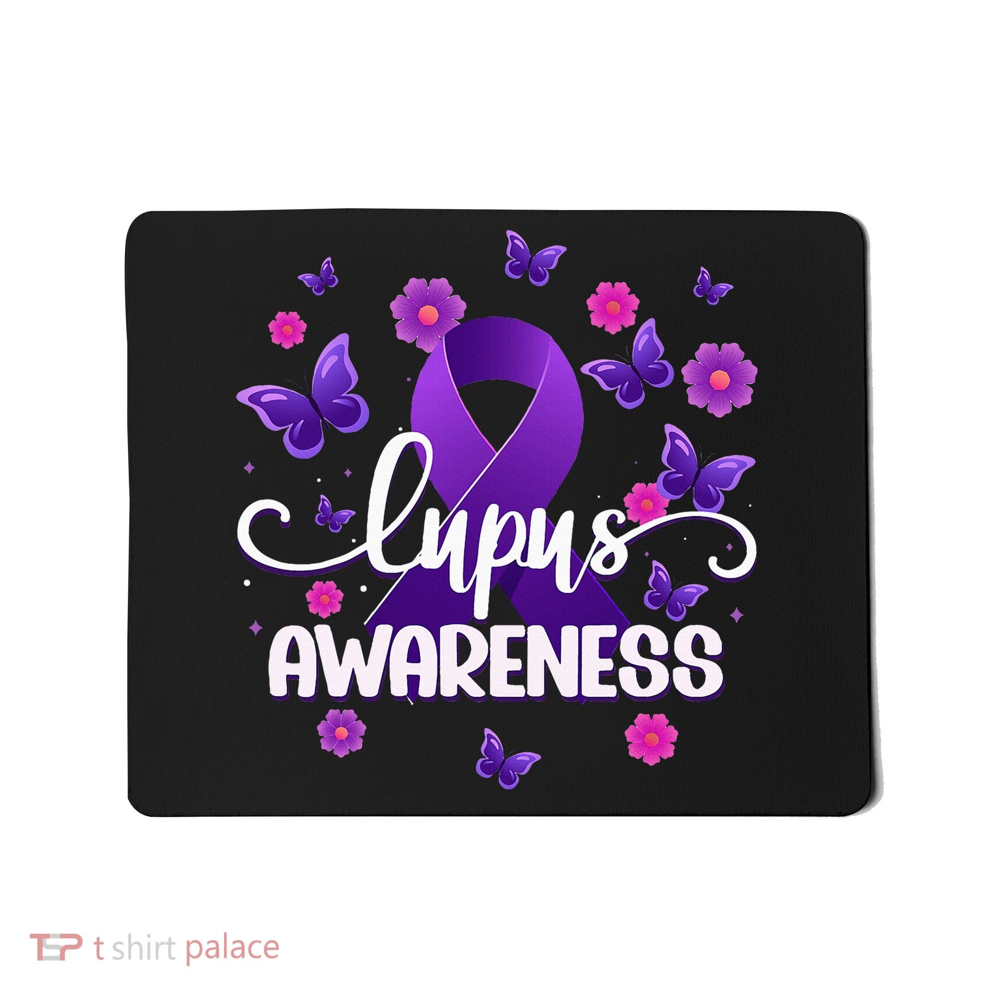 Purple Lupus Awareness Ribbon Purple Butterflies Lupus Mousepad