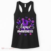 Purple Lupus Awareness Ribbon Purple Butterflies Lupus Women's Tank Top thumb 0
