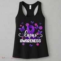 Purple Lupus Awareness Ribbon Purple Butterflies Lupus Women's Tank Top thumb 3
