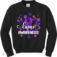 Purple Lupus Awareness Ribbon Purple Butterflies Lupus Kids Sweatshirt thumb 0