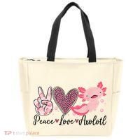Peace Love Axolotl Heart Leopard Gift Nager Tote Bag thumb 0
