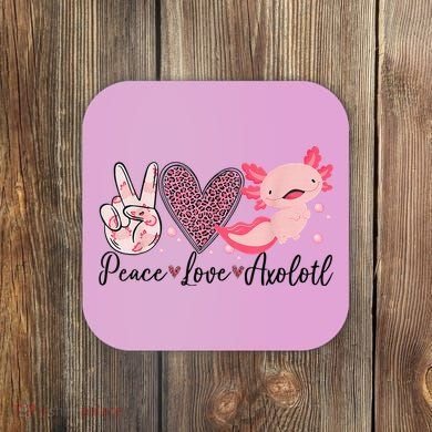 Peace Love Axolotl Heart Leopard Gift Nager Coaster