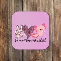Peace Love Axolotl Heart Leopard Gift Nager Coaster thumb 0