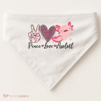 Peace Love Axolotl Heart Leopard Gift Nager USA-Made Doggie Bandana