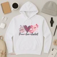 Peace Love Axolotl Heart Leopard Gift Nager Hoodie thumb 3