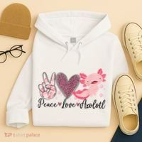 Peace Love Axolotl Heart Leopard Gift Nager Hoodie thumb 4