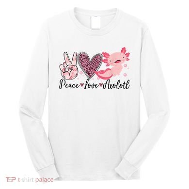Peace Love Axolotl Heart Leopard Gift Nager Long Sleeve Shirt