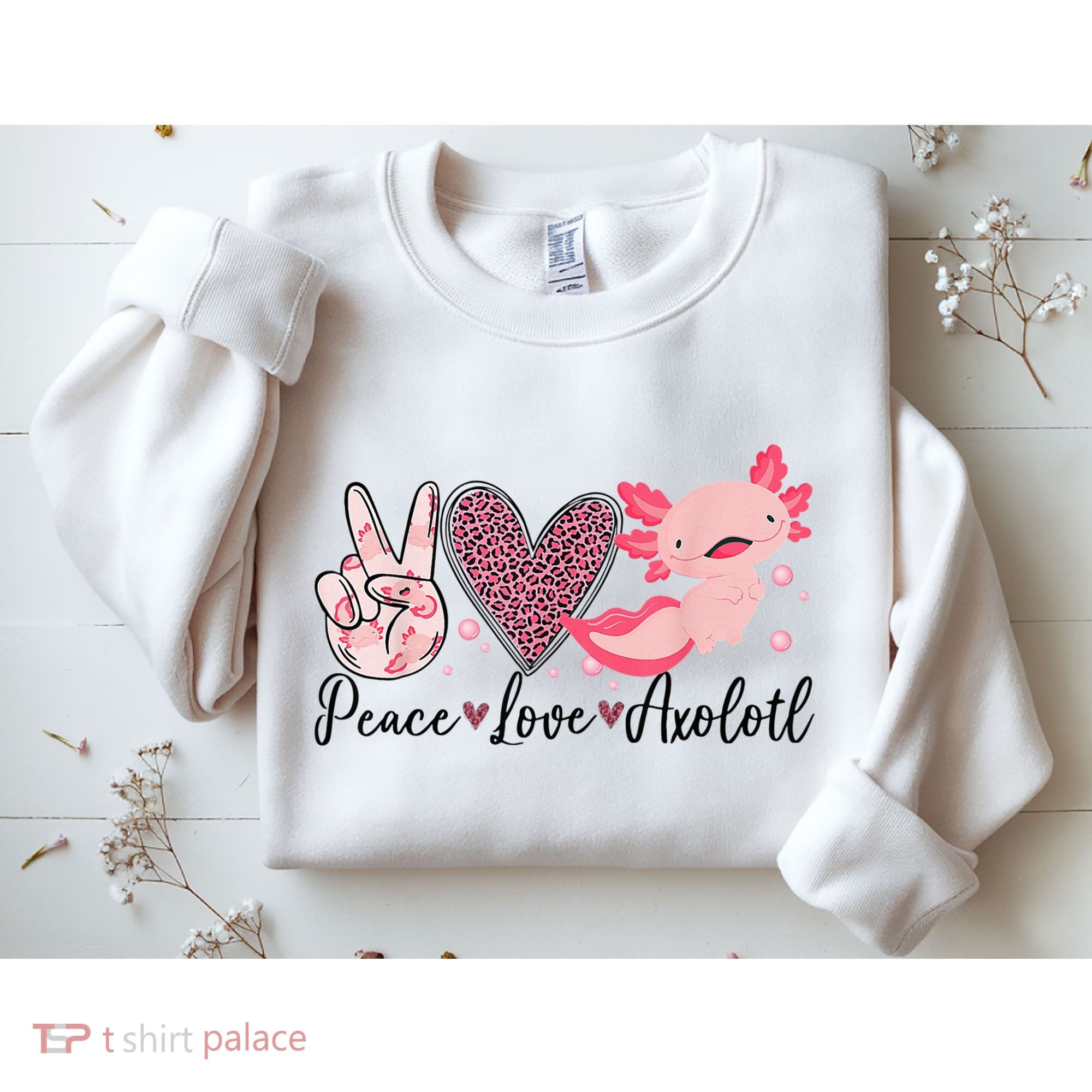 Peace Love Axolotl Heart Leopard Gift Nager Sweatshirt