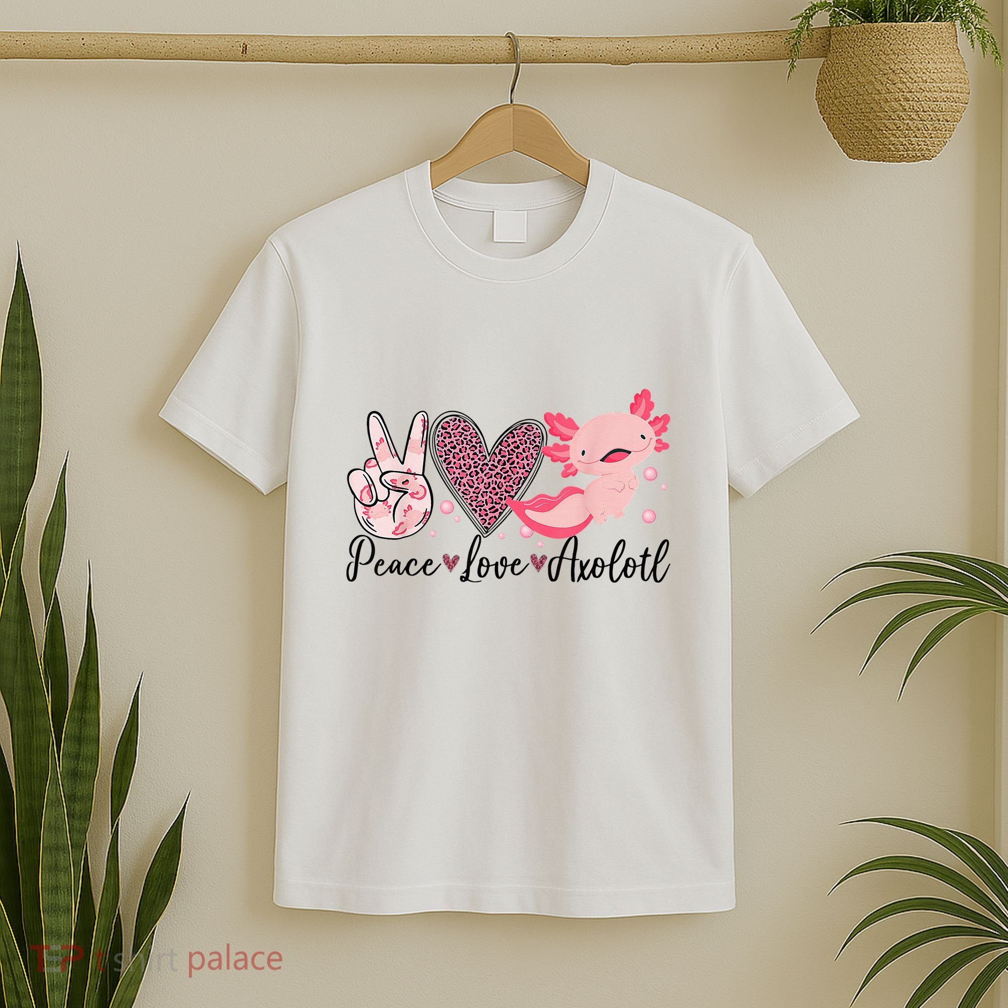 Peace Love Axolotl Heart Leopard Gift Nager T-Shirt