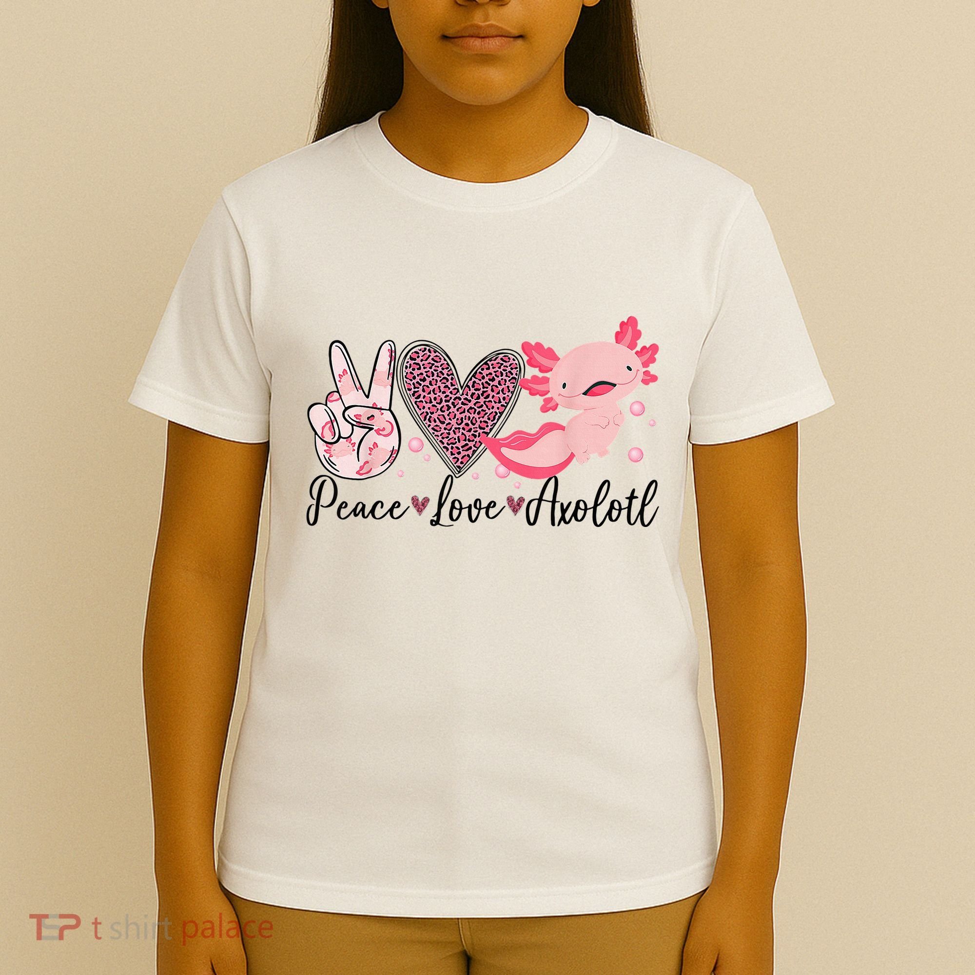 Peace Love Axolotl Heart Leopard Gift Nager T-Shirt