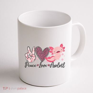 Peace Love Axolotl Heart Leopard Gift Nager Coffee Mug back