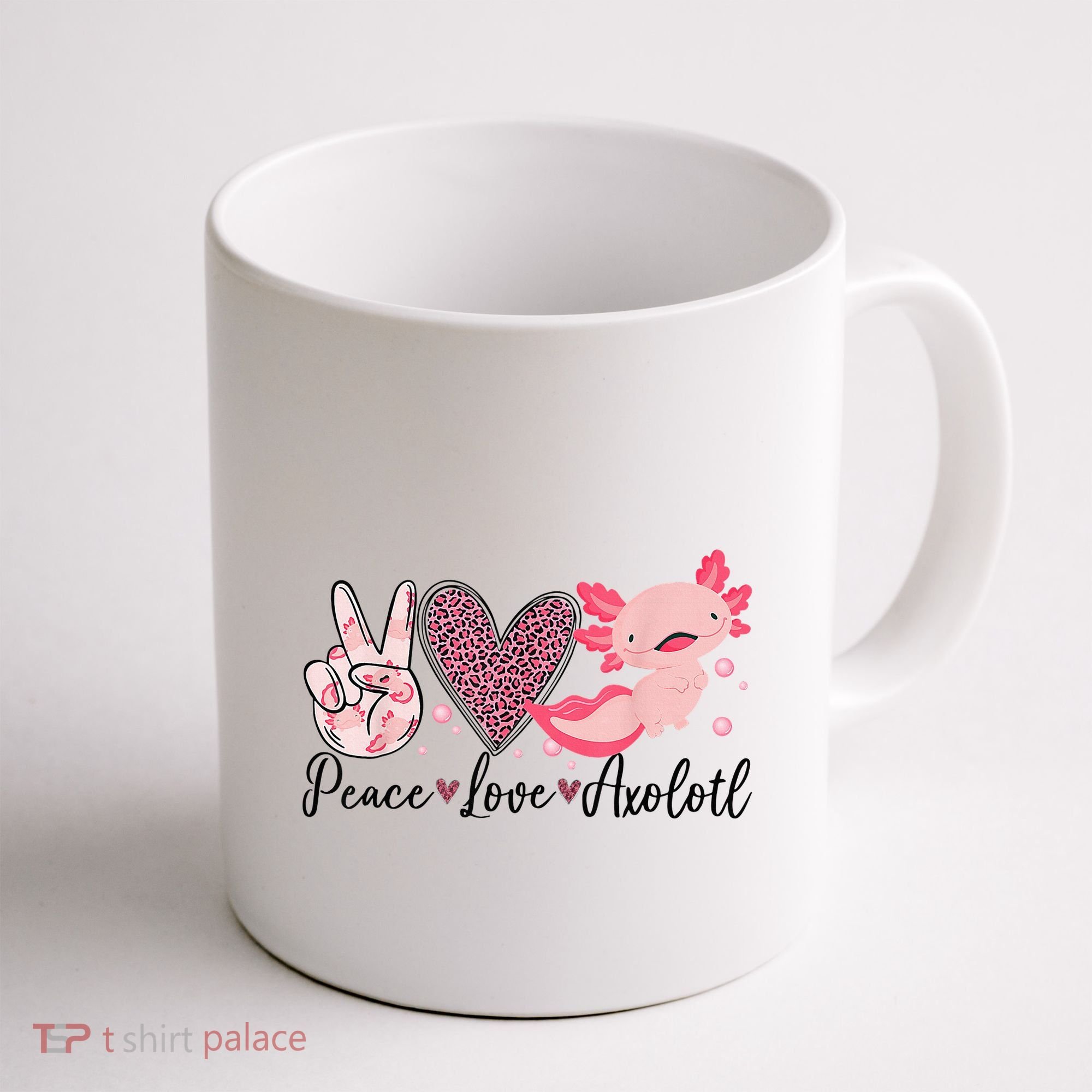 Peace Love Axolotl Heart Leopard Gift Nager Coffee Mug