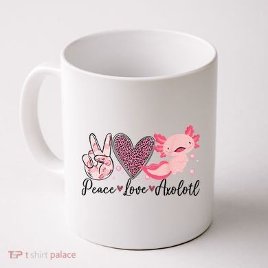 Peace Love Axolotl Heart Leopard Gift Nager Coffee Mug