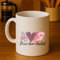 Peace Love Axolotl Heart Leopard Gift Nager Coffee Mug thumb 4