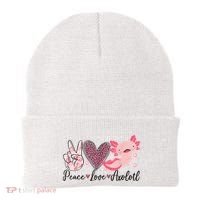 Peace Love Axolotl Heart Leopard Gift Nager Beanie thumb 0