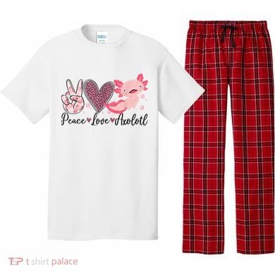 Peace Love Axolotl Heart Leopard Gift Nager Pajama Set