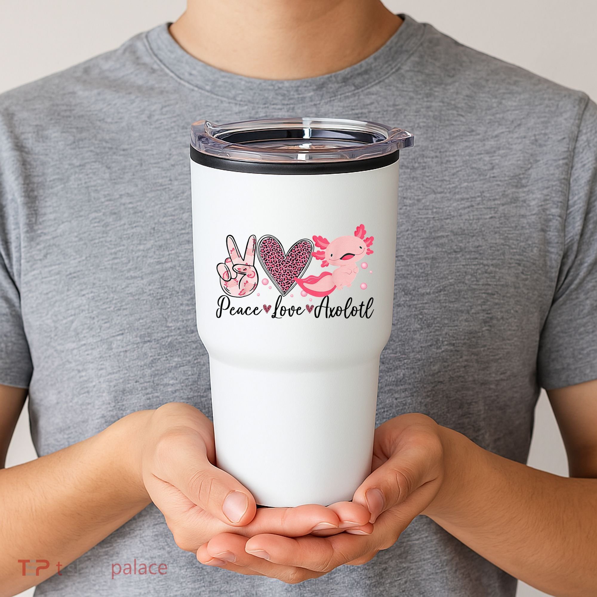 Peace Love Axolotl Heart Leopard Gift Nager Tumbler