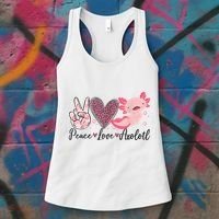 Peace Love Axolotl Heart Leopard Gift Nager Women's Tank Top thumb 3