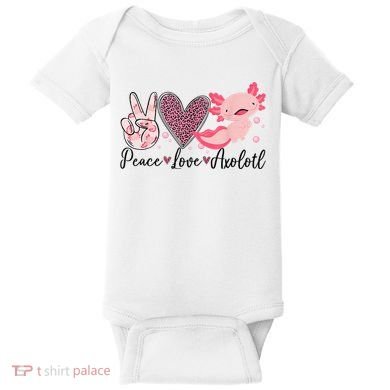 Peace Love Axolotl Heart Leopard Gift Nager Baby Bodysuit