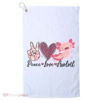 Peace Love Axolotl Heart Leopard Gift Nager Golf Towel thumb 0