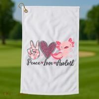 Peace Love Axolotl Heart Leopard Gift Nager Golf Towel thumb 1