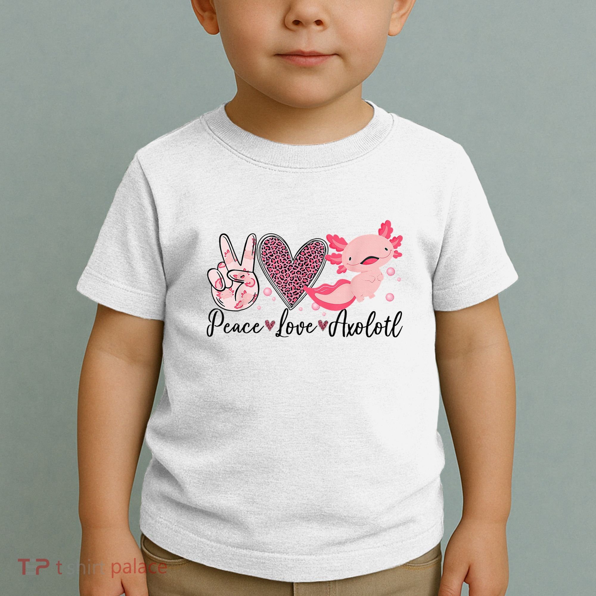 Peace Love Axolotl Heart Leopard Gift Nager Toddler T-Shirt