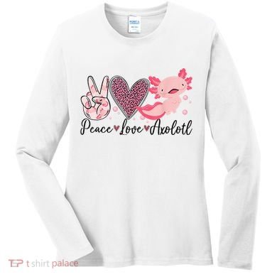 Peace Love Axolotl Heart Leopard Gift Nager Women's Long Sleeve Shirt