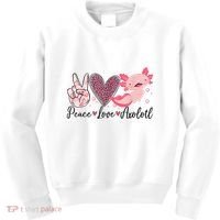 Peace Love Axolotl Heart Leopard Gift Nager Kids Sweatshirt thumb 0