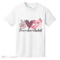 Peace Love Axolotl Heart Leopard Gift Nager Kids T-Shirt thumb 0