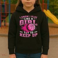 Play Like A Girl Basketball Kids Hoodie thumb 3