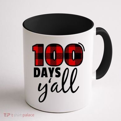 Plaid 100 Days Y'all Funny 100th Day Of School Coffee Mug back