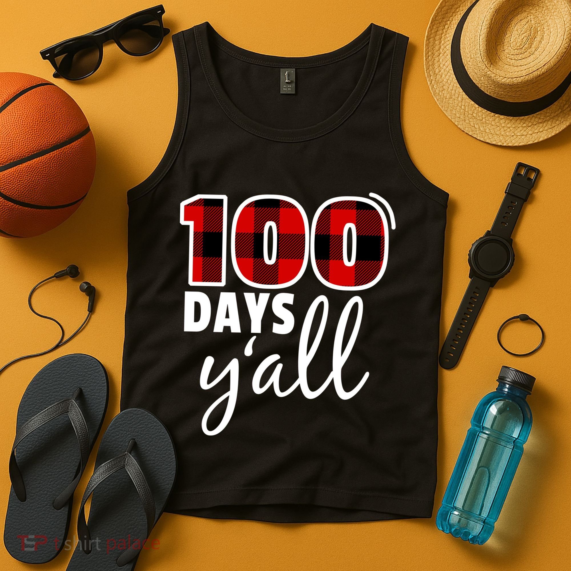 Plaid 100 Days Y'all Funny 100th Day Of School Tank Top