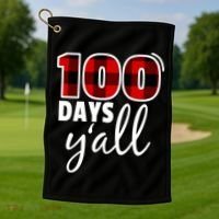 Plaid 100 Days Y'all Funny 100th Day Of School Golf Towel thumb 1